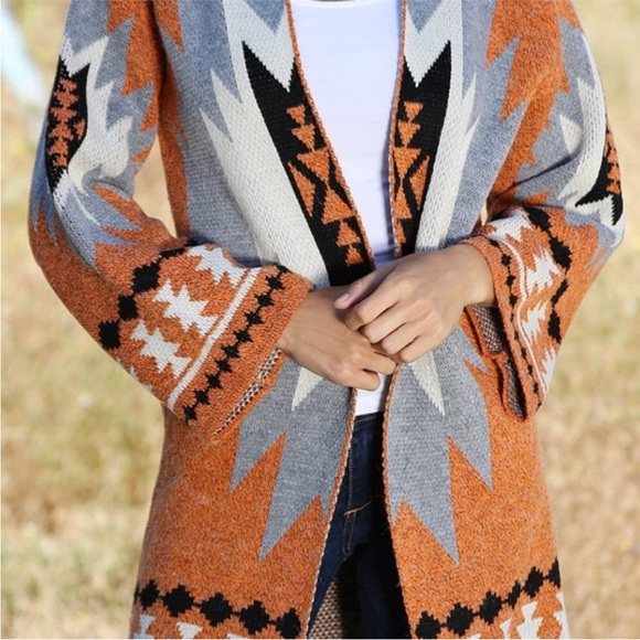 #41 Aztec Boho Western Cardigan Sweater - Picture 4 of 6